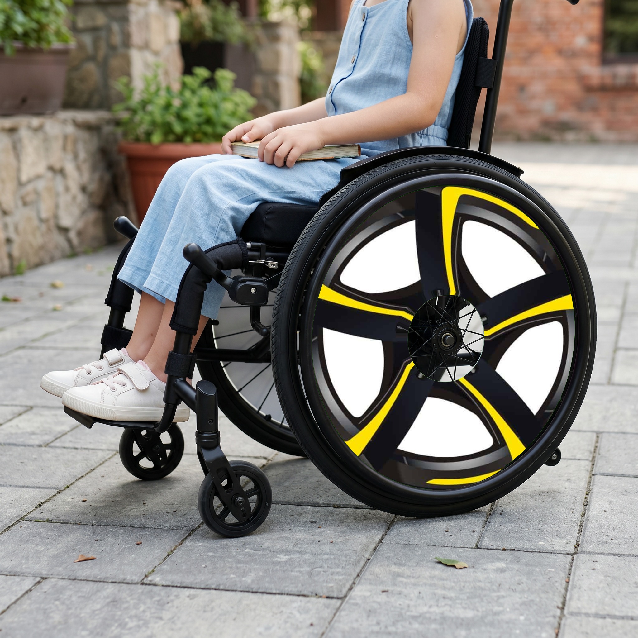 Rolstoel Spaakbeschermer Velg Geel (Nr.3524), per set van 2 stuks - Afbeelding 2