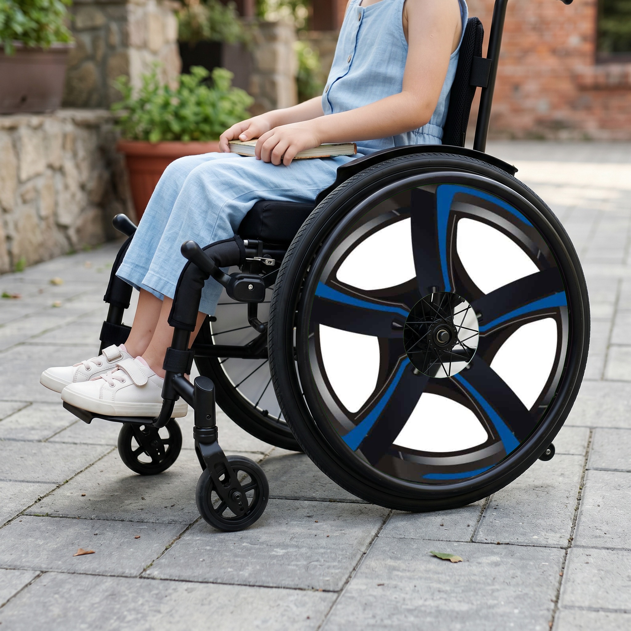 Rolstoel Spaakbeschermer Velg Blauw (Nr.3525), per set van 2 stuks - Afbeelding 2
