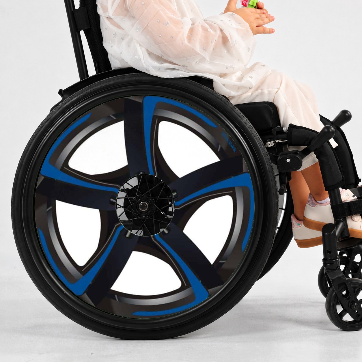Rolstoel Spaakbeschermer Velg Blauw (Nr.3525), per set van 2 stuks