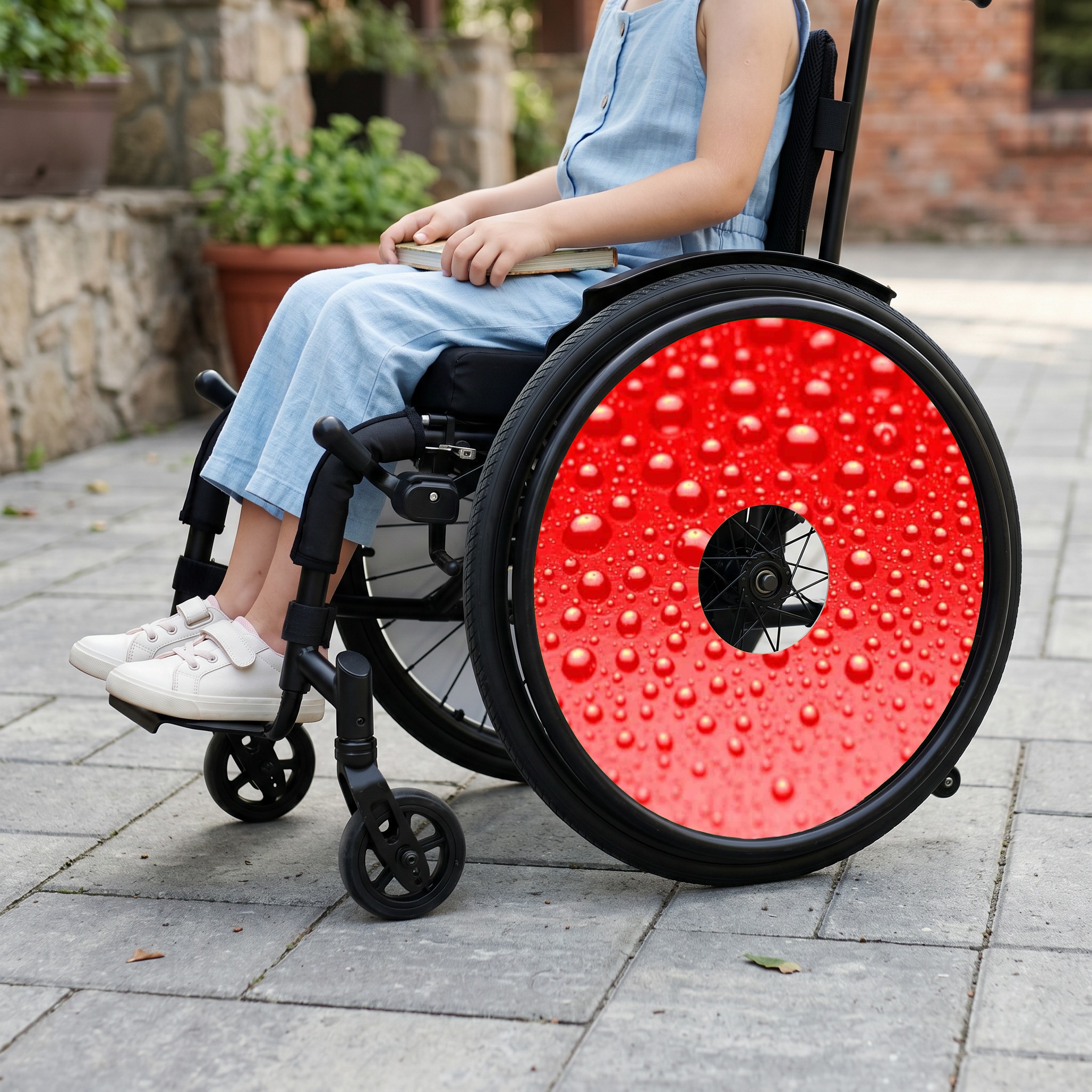 Rolstoel Spaakbeschermer Bubbels Rood (Nr.3587), per set van 2 stuks - Afbeelding 2