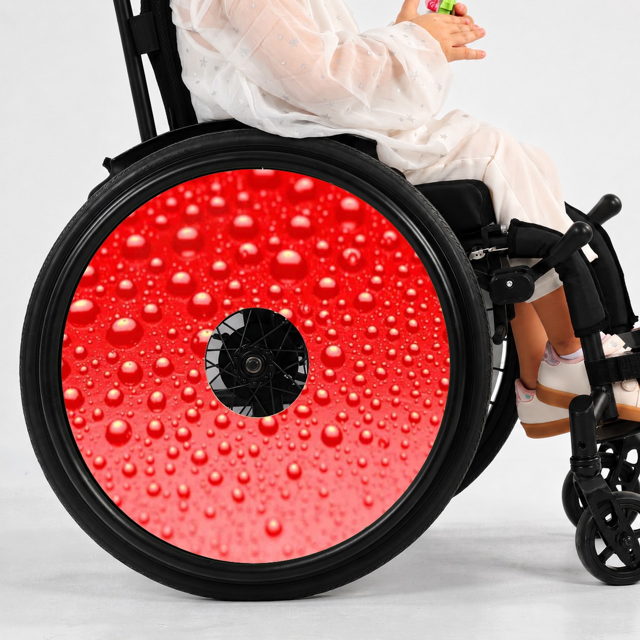 Rolstoel Spaakbeschermer Bubbels Rood (Nr.3587), per set van 2 stuks