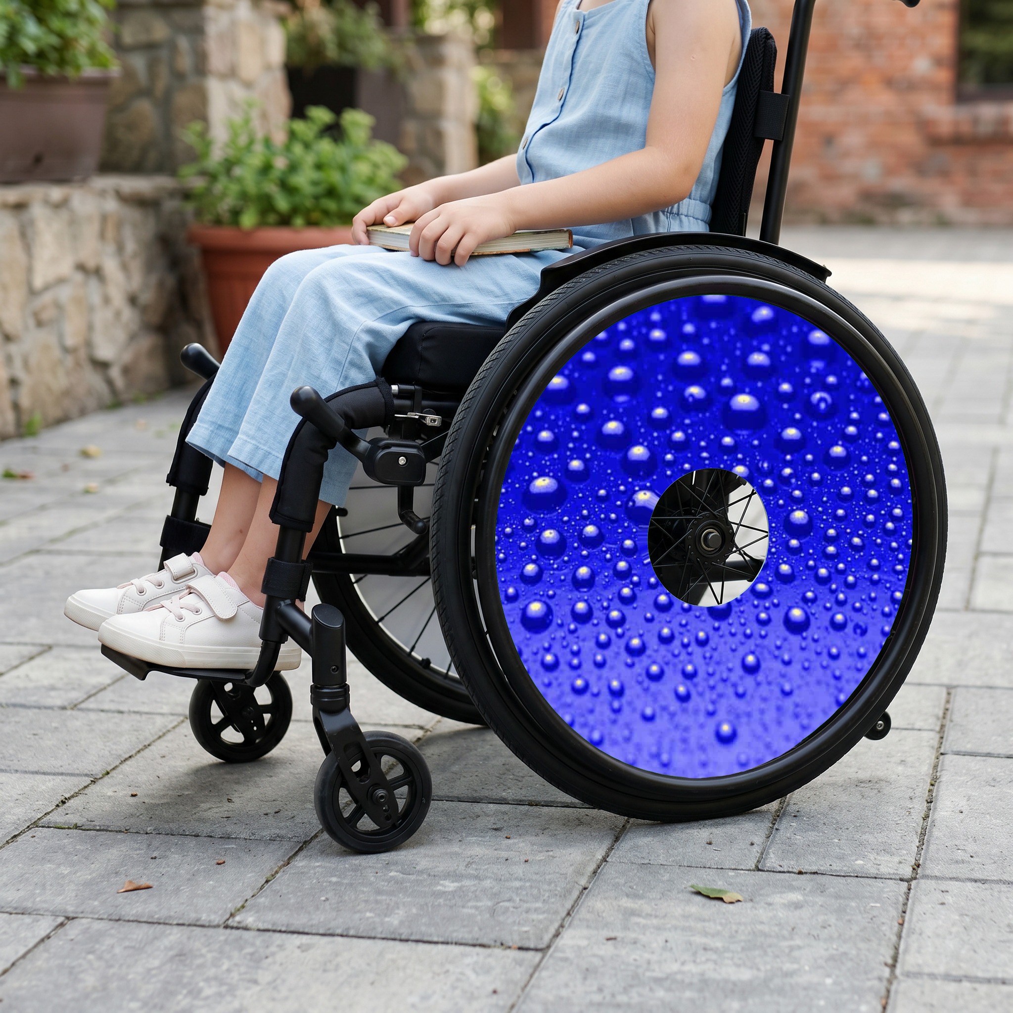 Rolstoel Spaakbeschermer Bubbels Blauw (Nr.3588), per set van 2 stuks - Afbeelding 2
