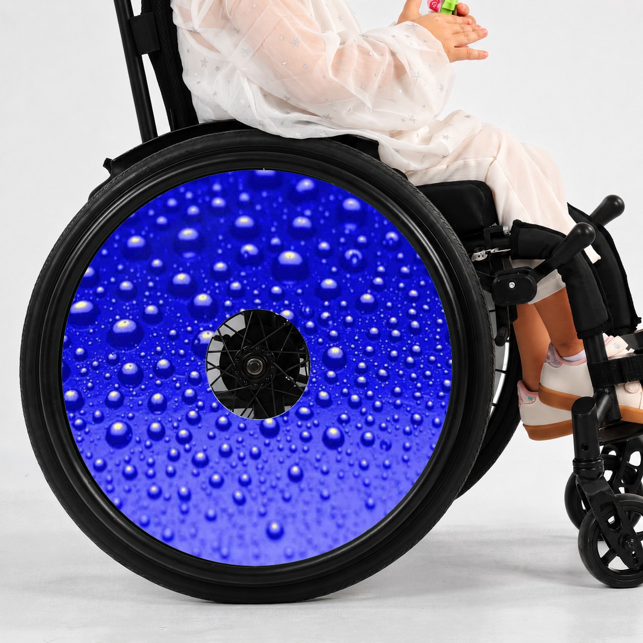 Rolstoel Spaakbeschermer Bubbels Blauw (Nr.3588), per set van 2 stuks