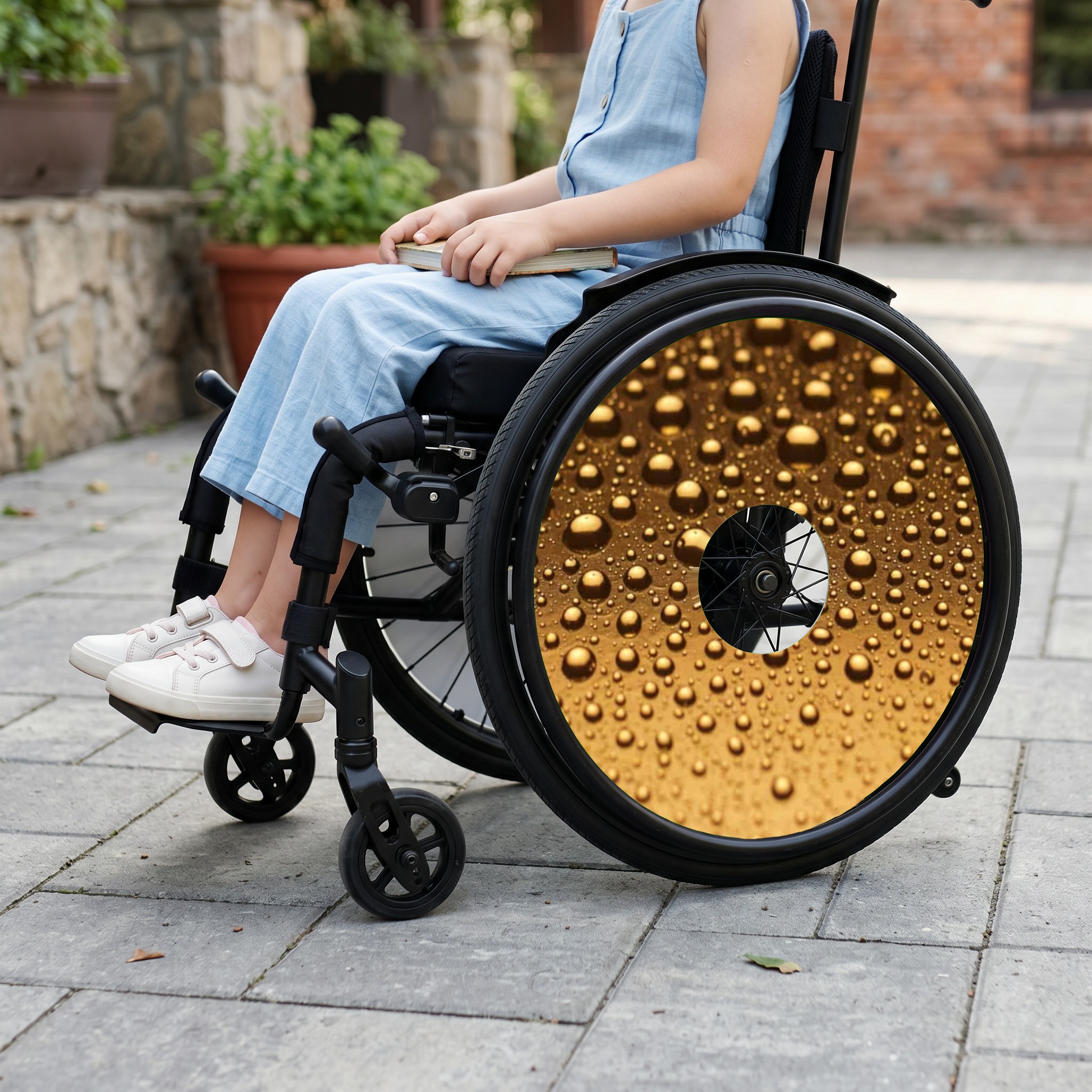 Rolstoel Spaakbeschermer Bubbels Goud (Nr.3589), per set van 2 stuks - Afbeelding 2