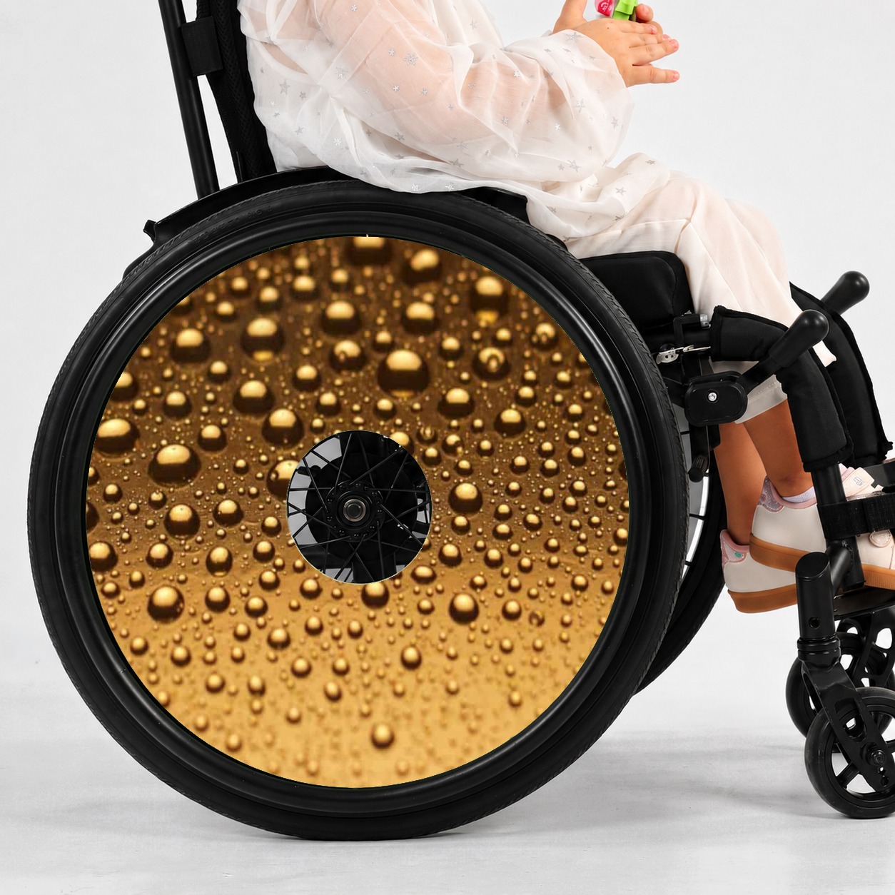 Rolstoel Spaakbeschermer Bubbels Goud (Nr.3589), per set van 2 stuks