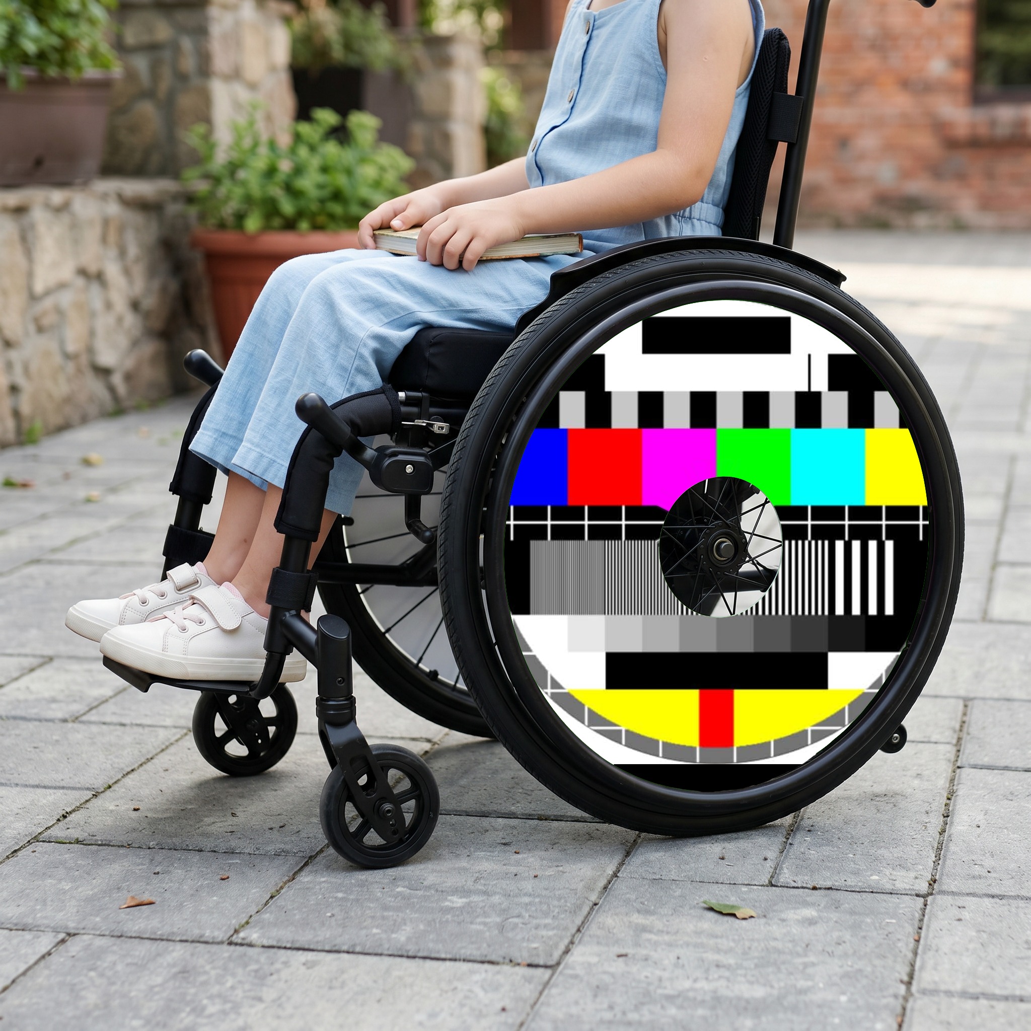 Rolstoel Spaakbeschermer Testbeeld TV (Nr.3798), per set van 2 stuks - Afbeelding 2